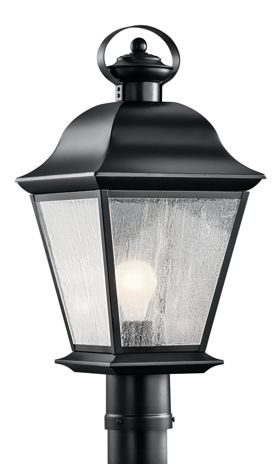 KICHLER 9909BK Mount Vernon 19.5" 1 Light Outdoor Post Light With Clear Seeded Glass In Black
