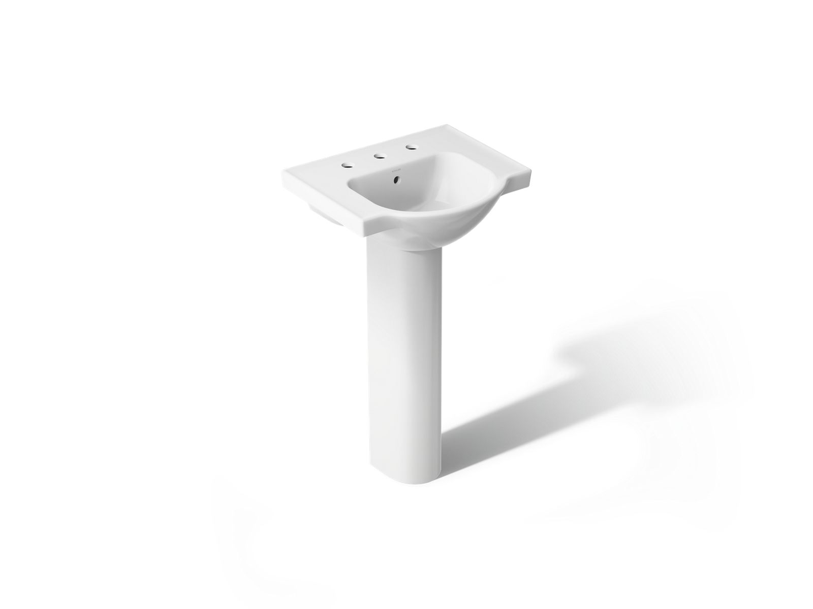 KOHLER K-5265-8-0 Veer 21" Rectangular Pedestal Bathroom Sink - White