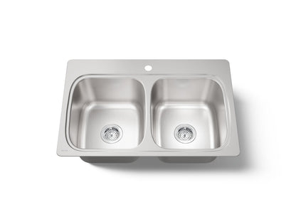 KOHLER K-5267-1-NA Verse 33" top-mount double-bowl kitchen sink - Stainless Steel