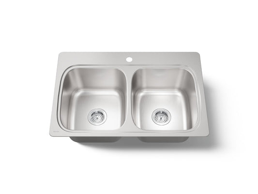 KOHLER K-5267-1-NA Verse 33" top-mount double-bowl kitchen sink - Stainless Steel