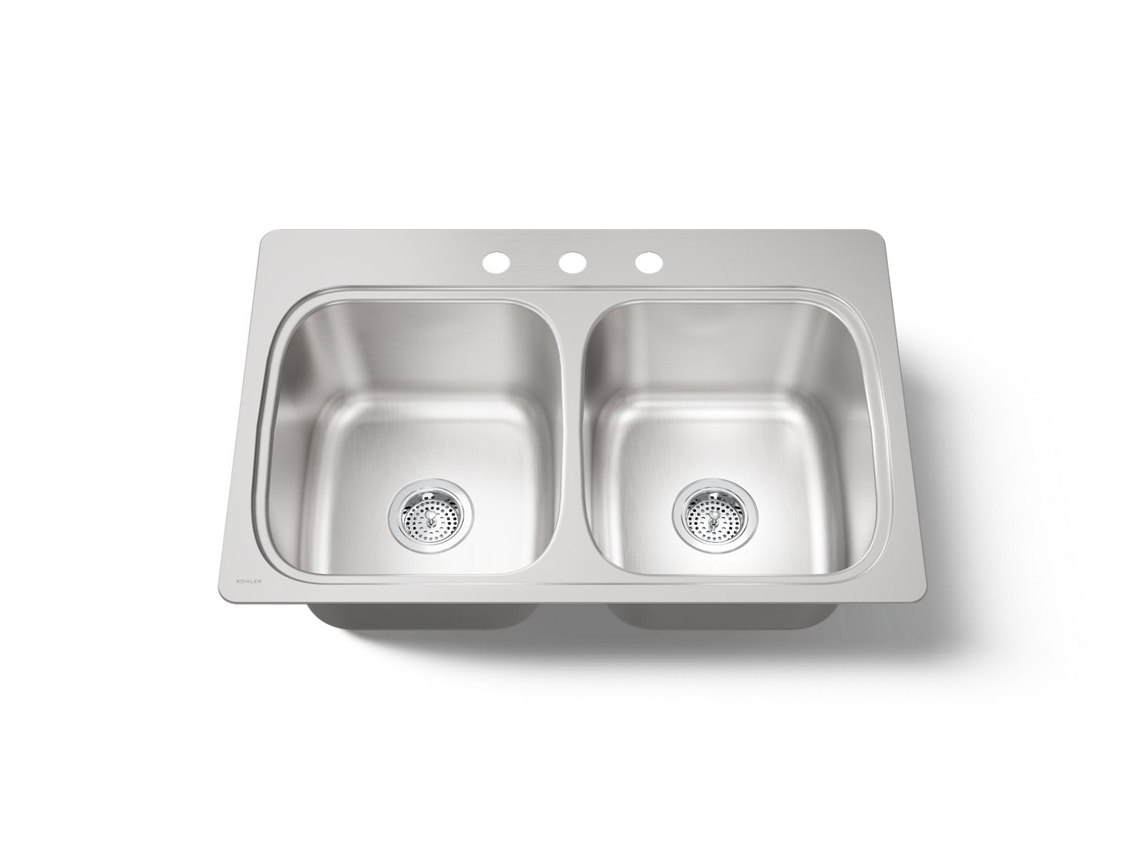 KOHLER K-5267-3-NA Verse 33" Top-Mount Double-Bowl Kitchen Sink - Stainless Steel