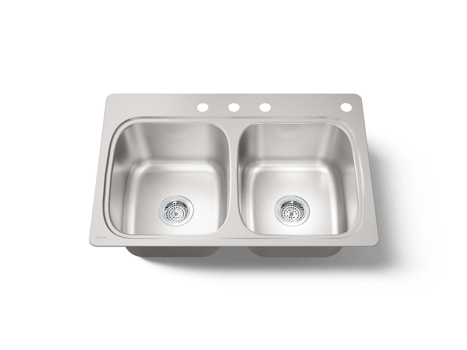 KOHLER K-5267-4-NA Verse 33" Top-Mount Double-Bowl Kitchen Sink - Stainless Steel
