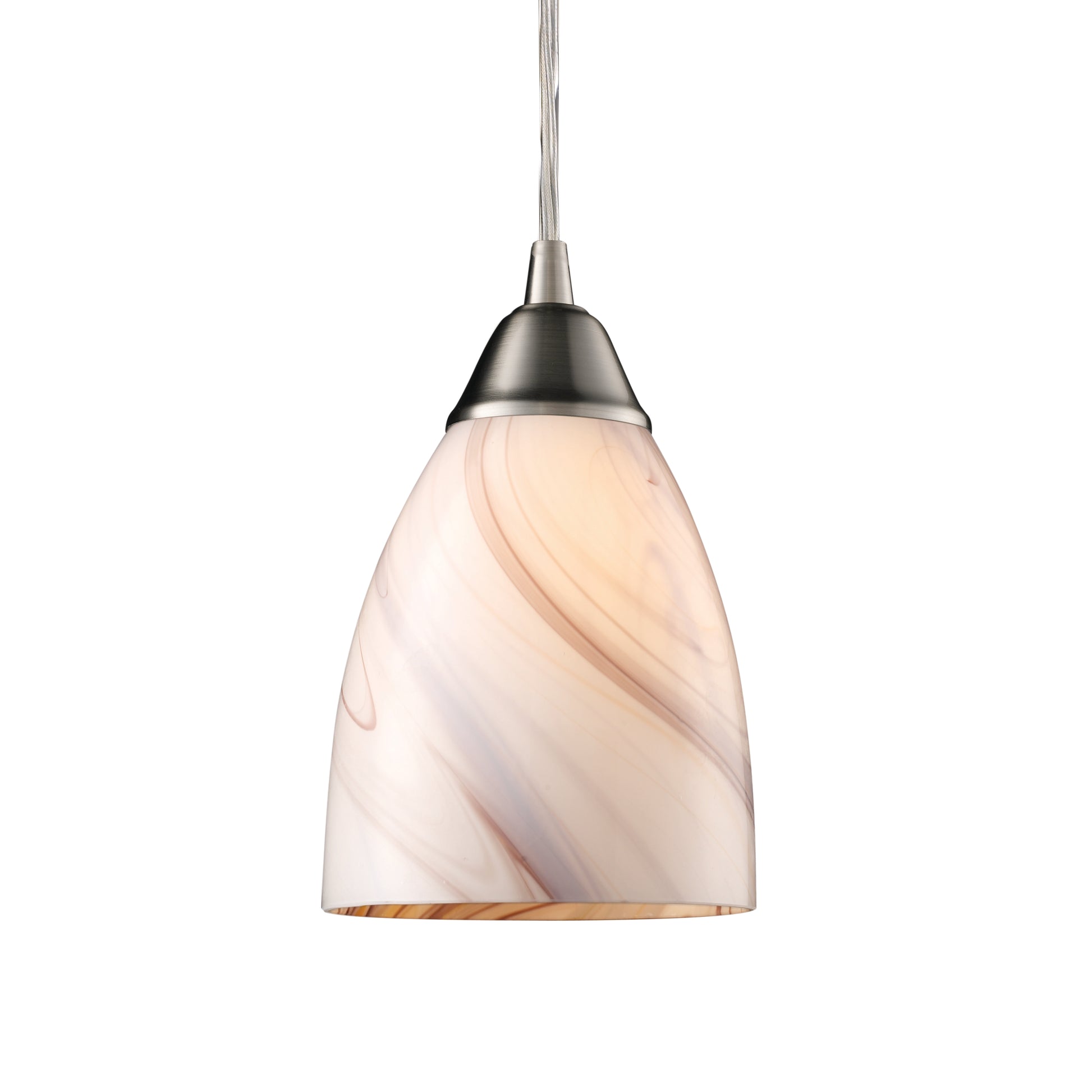 ELK SHOWROOM 527-1CR-LED Pierra 5'' Wide 1-Light Pendant - Satin Nickel with Creme Lilac Swirl (LED)