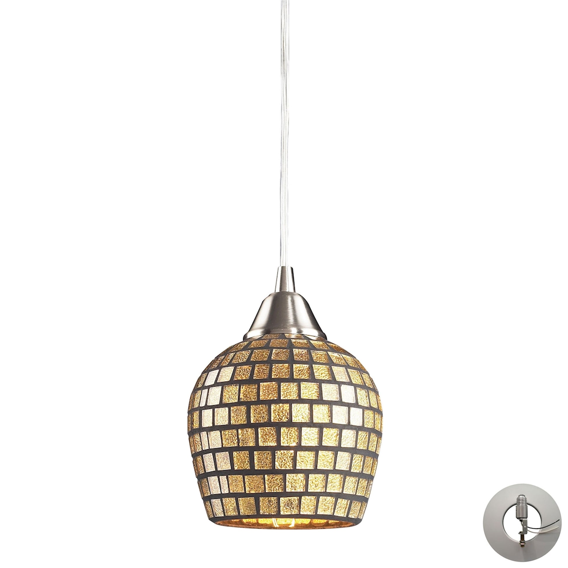 ELK SHOWROOM 528-1GLD-LA Fusion 5'' Wide 1-Light Pendant - Satin Nickel with Gold Leaf Mosaic (Includes Adapter Kit)