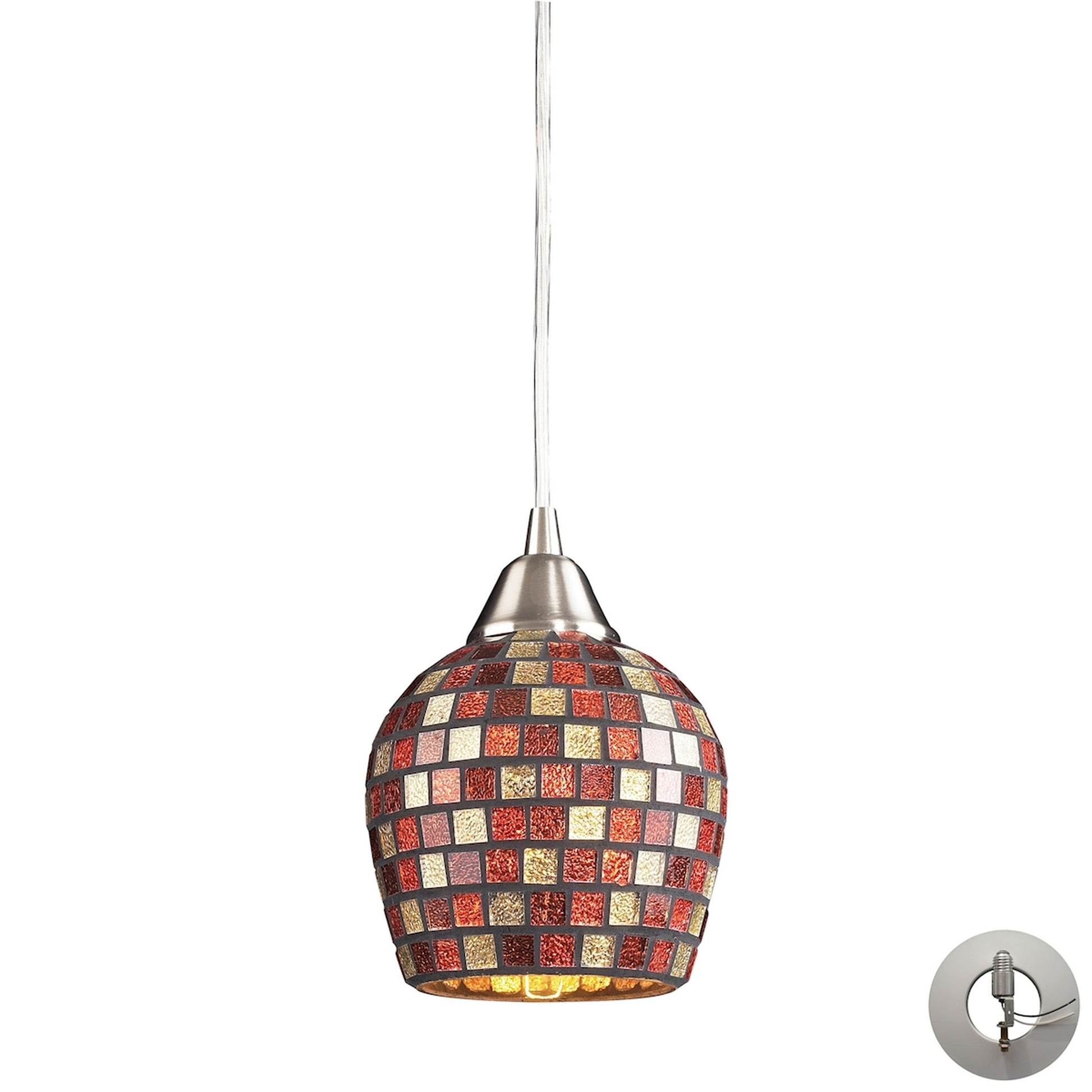 ELK SHOWROOM 528-1MLT-LA Fusion 5'' Wide 1-Light Mini Pendant - Satin Nickel with Multicolor Mosaic (Includes Adapter Kit)