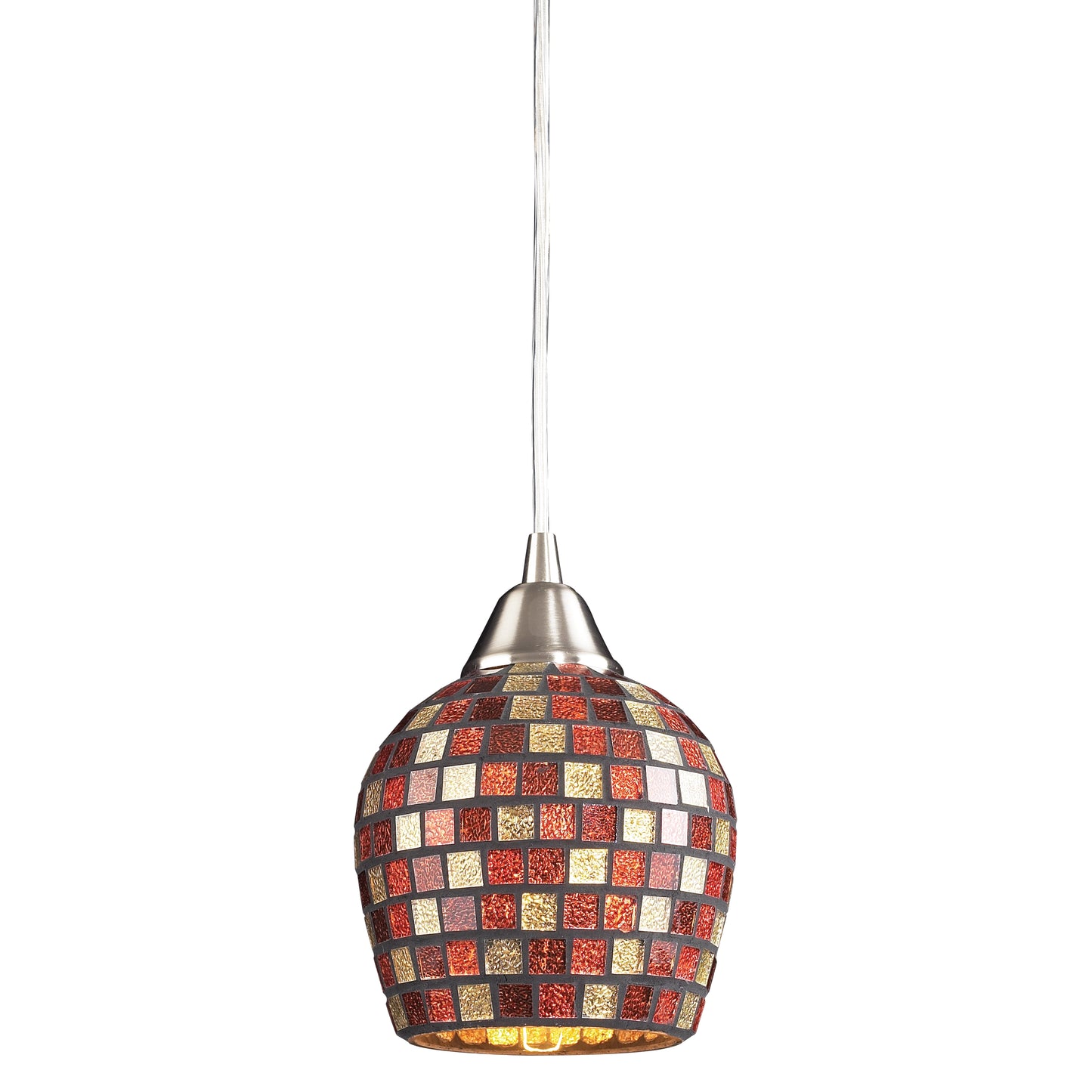 ELK SHOWROOM 528-1MLT-LED Fusion 5'' Wide 1-Light Mini Pendant - Satin Nickel with Multicolor Mosaic (LED)