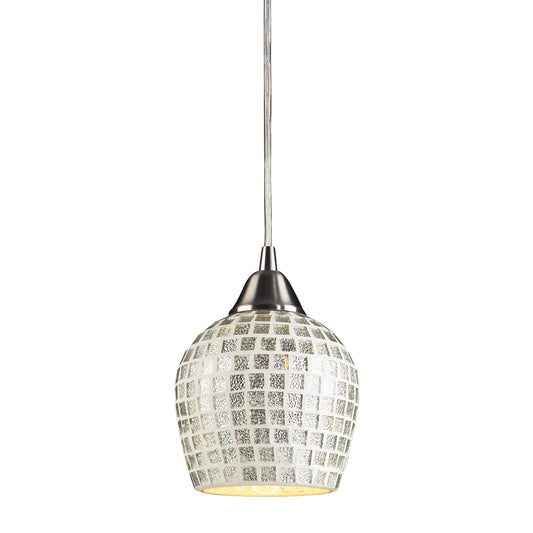 ELK SHOWROOM 528-1SLV-LED Fusion 5'' Wide 1-Light Pendant - Satin Nickel with Silver Mosaic (LED)