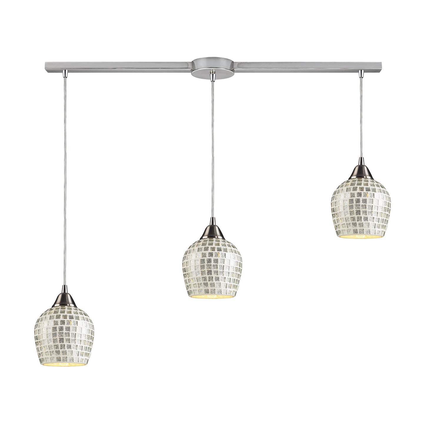 ELK SHOWROOM 528-3L-SLV Fusion 36'' Wide 3-Light Pendant - Satin Nickel with Silver Mosaic