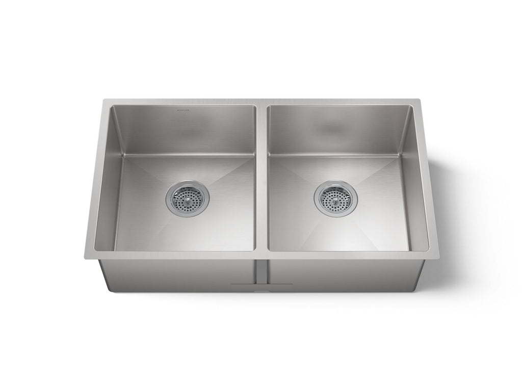 KOHLER K-5281-NA Strive 32" Undermount Double-Bowl Kitchen Sink With Accessories - Stainless Steel