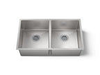 KOHLER K-5281-NA Strive 32" Undermount Double-Bowl Kitchen Sink With Accessories - Stainless Steel