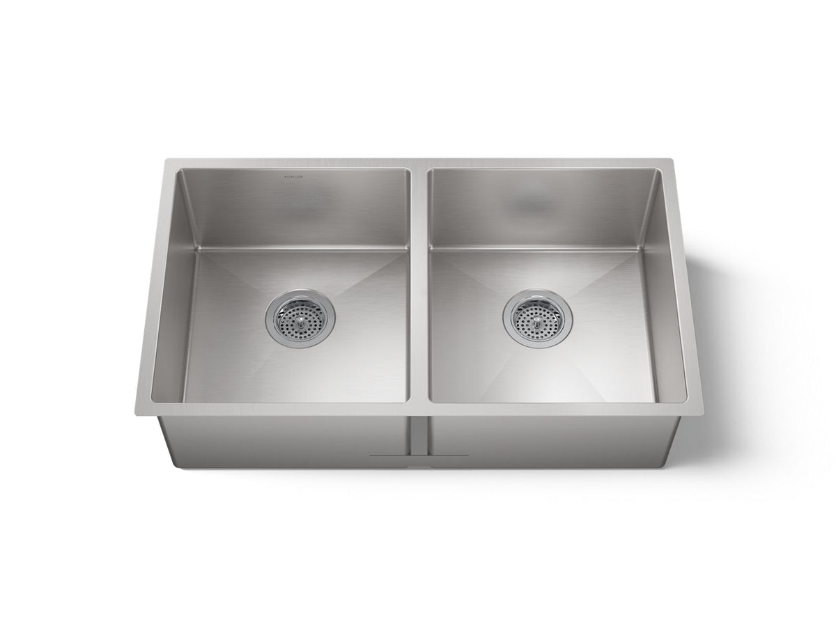KOHLER K-5281-NA Strive 32" Undermount Double-Bowl Kitchen Sink With Accessories - Stainless Steel