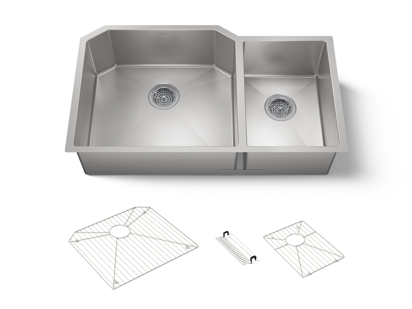 KOHLER K-5282-NA Strive 35-1/2" Undermount Double-Bowl Kitchen Sink - Stainless Steel