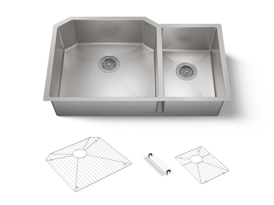 KOHLER K-5282-NA Strive 35-1/2" undermount double-bowl kitchen sink - Stainless Steel