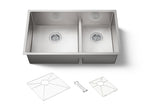 KOHLER K-5284-NA Strive Smart Divide 32" Undermount Double-Bowl Kitchen Sink - Stainless Steel