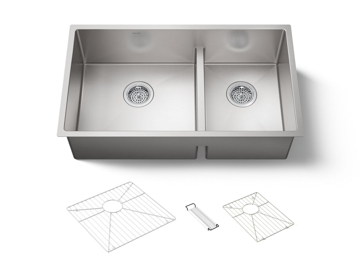 KOHLER K-5284-NA Strive Smart Divide 32" Undermount Double-Bowl Kitchen Sink - Stainless Steel