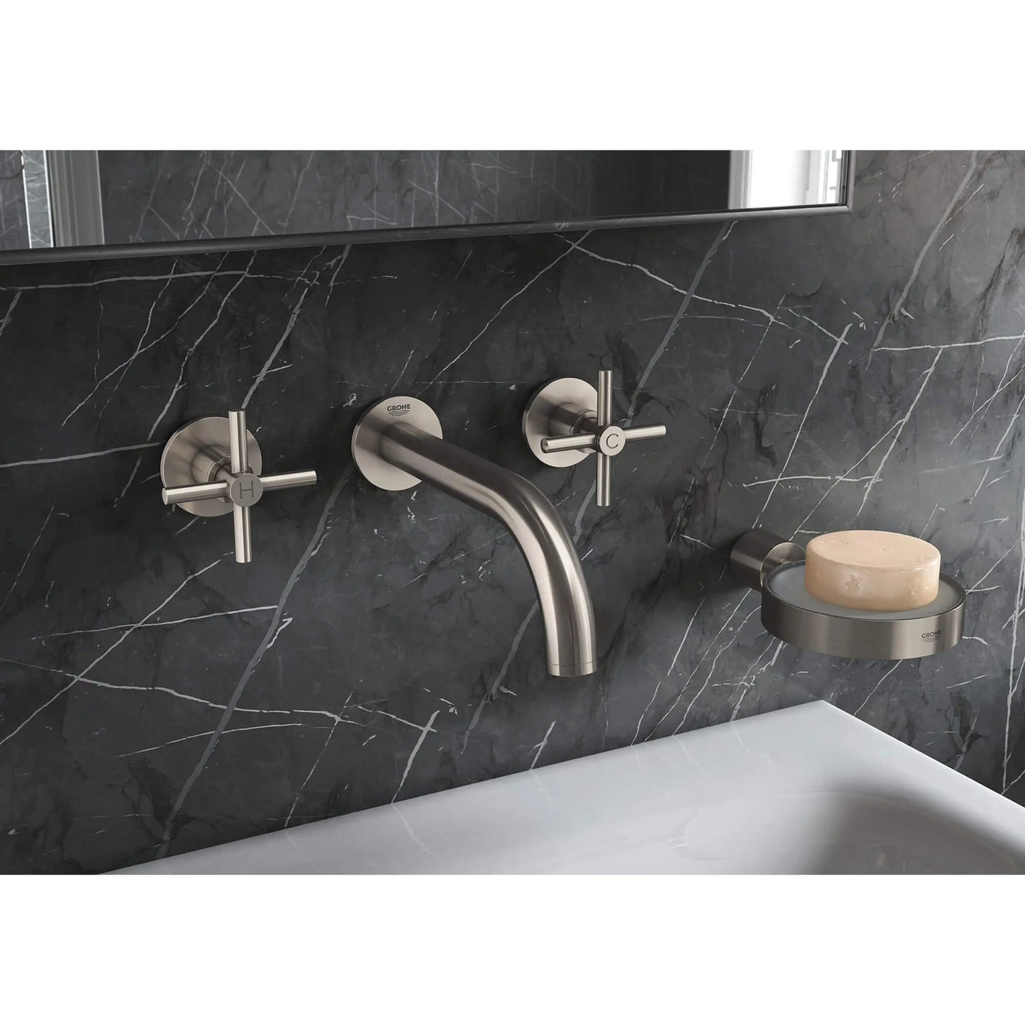 GROHE 18026EN3 Atrio New Cross Handles (Pair) - Brushed Nickel