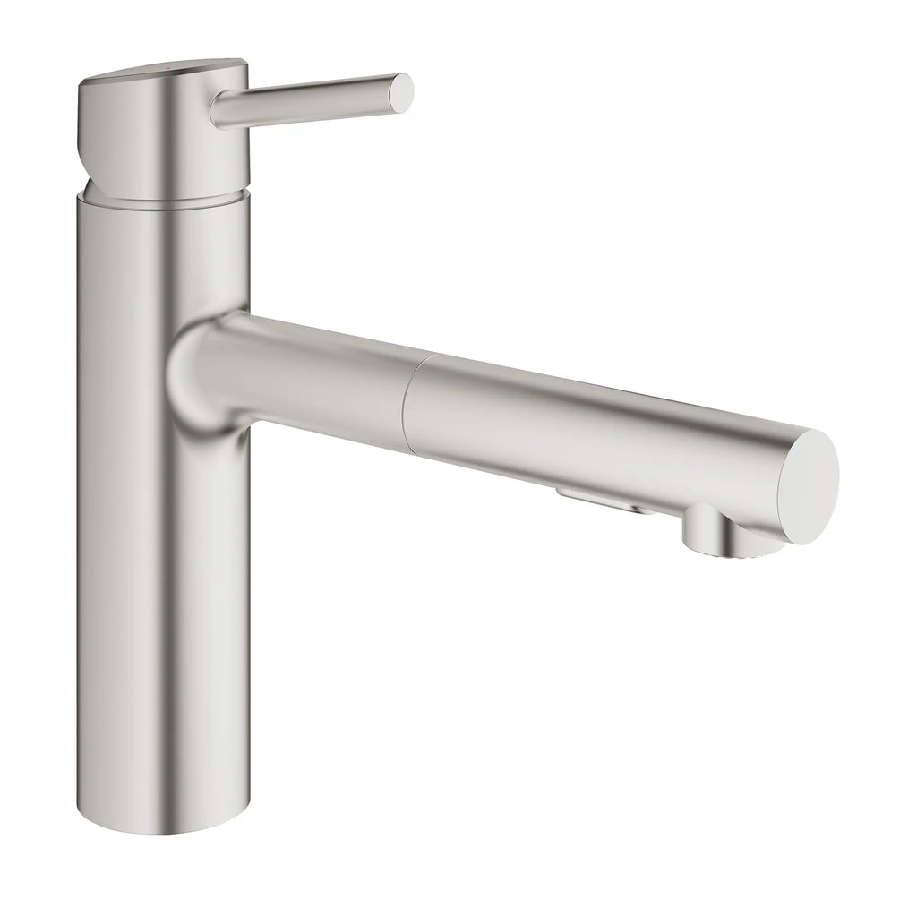 GROHE 31453DC1 Concetto Single-Handle Pull-Out Kitchen Faucet Dual Spray 1.5 GPM - Supersteel