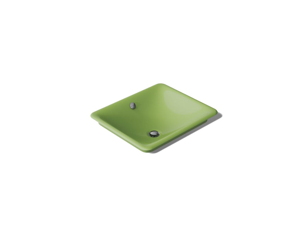KOHLER K-5400-PFG-34 Iron Plains 18-1/2" Rectangular Vessel Bathroom Sink - Fresh Green Exterior With Fresh Green Interior