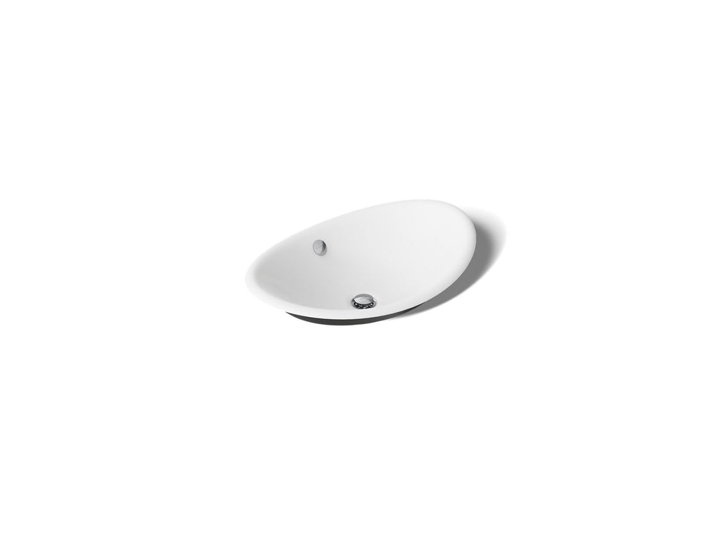 KOHLER K-5403-P5-0 Iron Plains 20-3/4" Oval Vessel Bathroom Sink - White