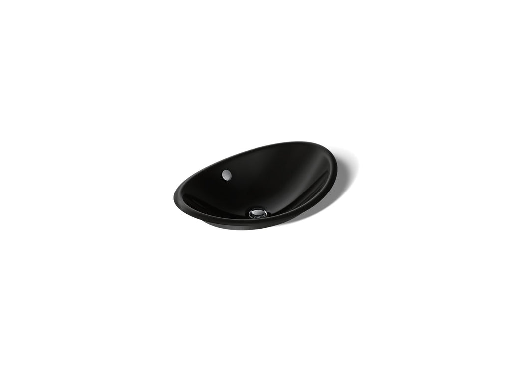 KOHLER K-5403-P5-7 Iron Plains 20-3/4" Oval Vessel Bathroom Sink - Black Black