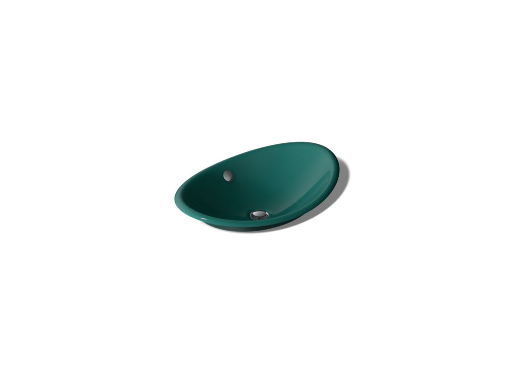KOHLER K-5403-PAT-17 Iron Plains 20-3/4" Oval Vessel Bathroom Sink - Teal Exterior With Teal Interior