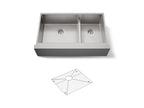 KOHLER K-5416-NA Strive Smart Divide 35-1/2" Undermount Double-Bowl Farmhouse Kitchen Sink - Stainless Steel