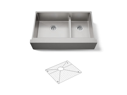 KOHLER K-5416-NA Strive Smart Divide 35-1/2" undermount double-bowl farmhouse kitchen sink - Stainless Steel