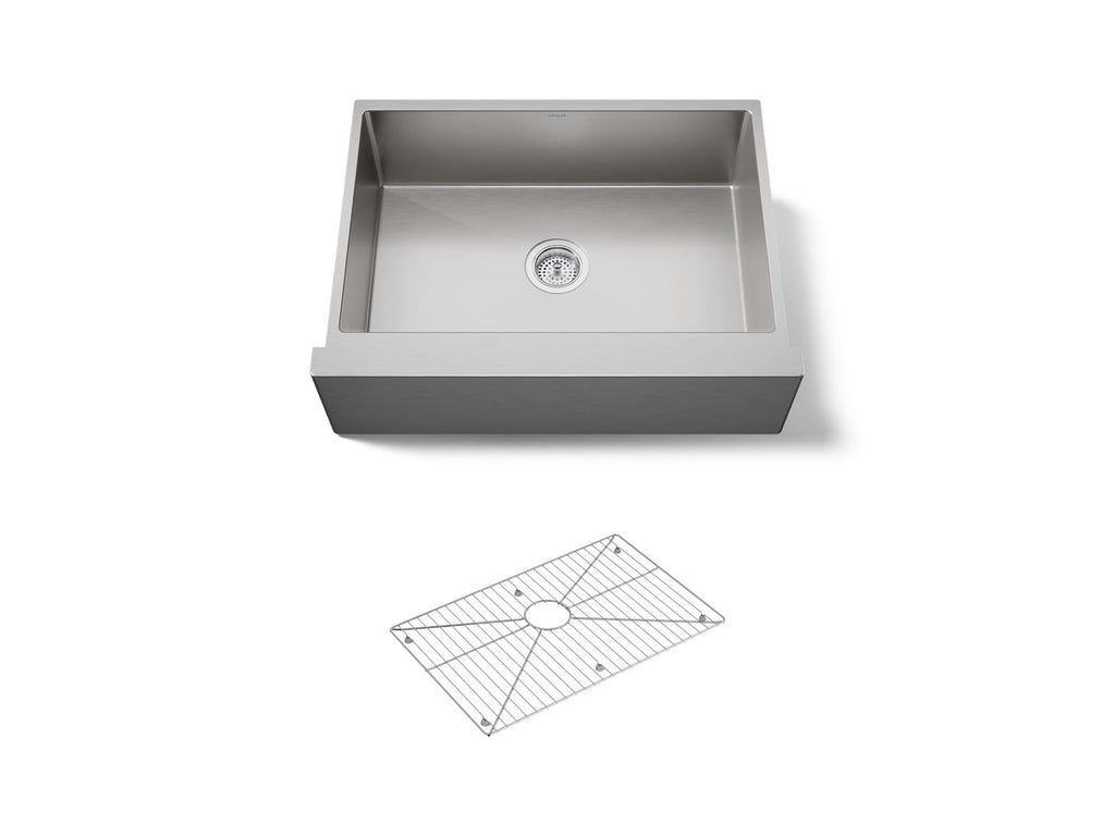 KOHLER K-5417-NA Strive 29-1/2" Undermount Single-Bowl Farmhouse Kitchen Sink - Stainless Steel