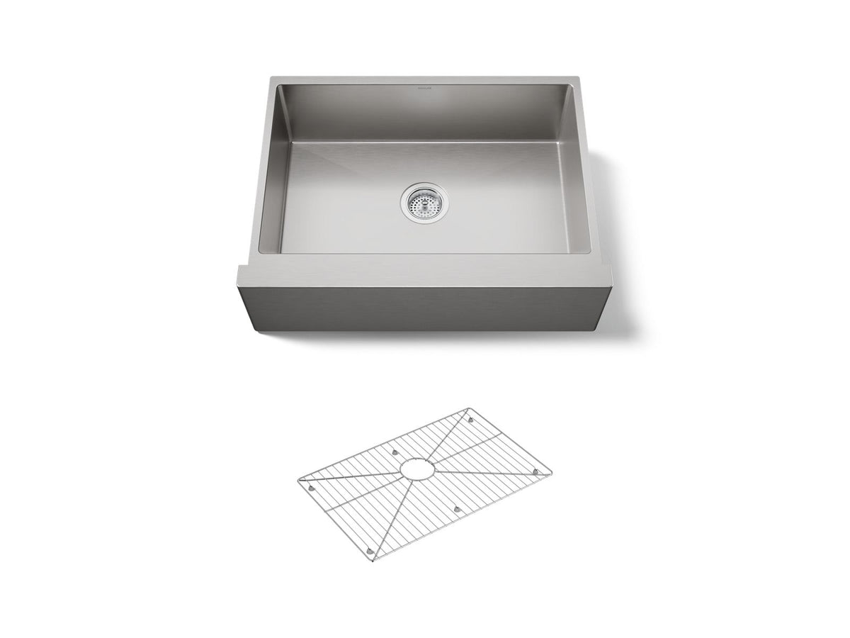 KOHLER K-5417-NA Strive 29-1/2" Undermount Single-Bowl Farmhouse Kitchen Sink - Stainless Steel