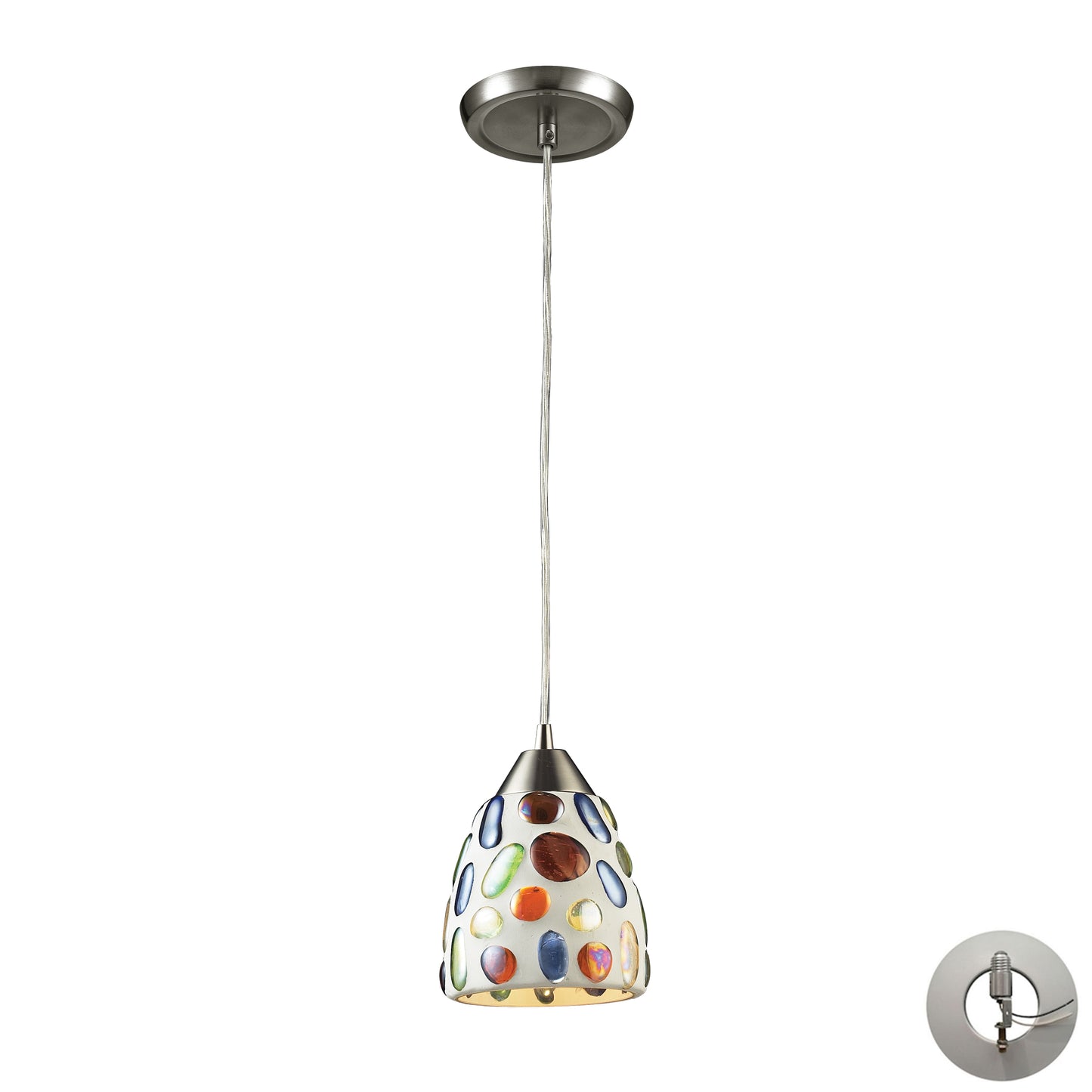 ELK SHOWROOM 542-1-LA Gemstone 6'' Wide 1-Light Pendant - Satin Nickel (Includes Adapter Kit)