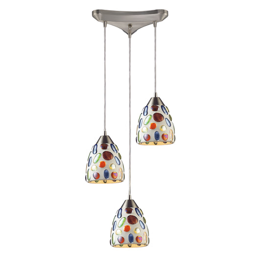 ELK SHOWROOM 542-3 Gemstone 10'' Wide 3-Light Pendant - Satin Nickel