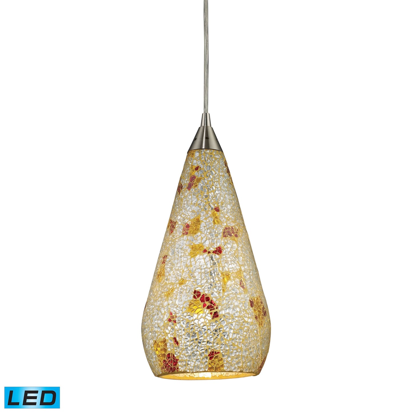 ELK SHOWROOM 546-1SLVM-CRC-LED Curvalo 6'' Wide 1-Light Mini Pendant - Satin Nickel