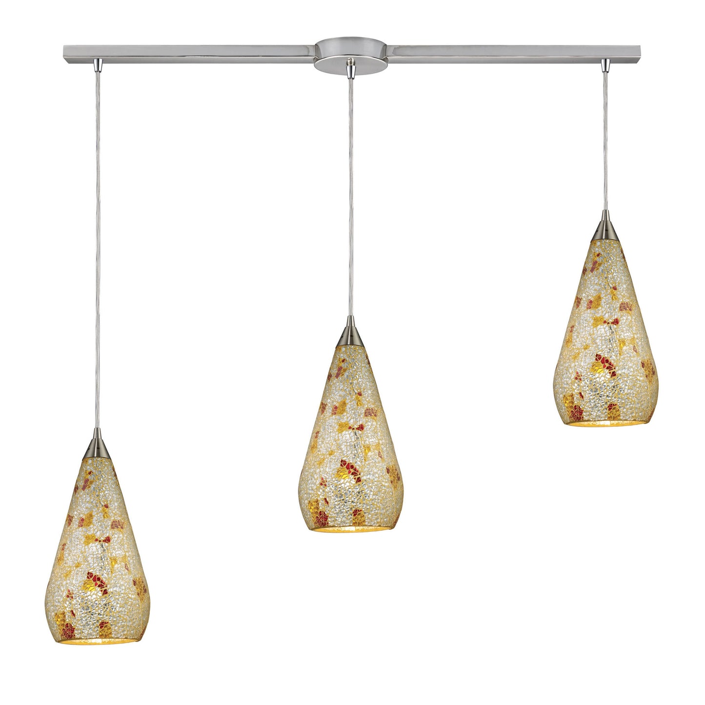 ELK SHOWROOM 546-3L-SLVM-CRC Curvalo 5'' Wide 3-Light Mini Pendant - Satin Nickel