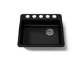 KOHLER K-5479-5U-7 Riverby 25" Undermount Single-Bowl Kitchen Sink - Black Black