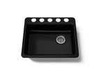 KOHLER K-5479-5U-7 Riverby 25" Undermount Single-Bowl Kitchen Sink - Black Black