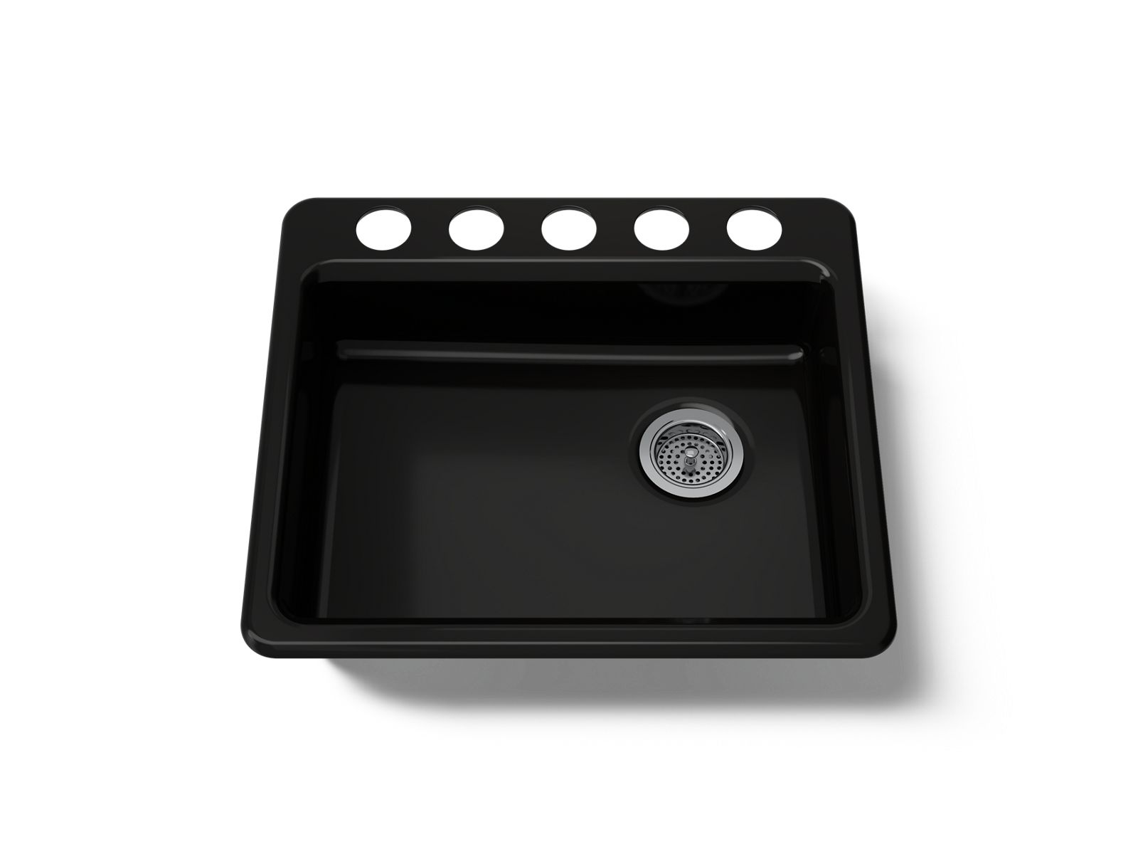 KOHLER K-5479-5U-7 Riverby 25" Undermount Single-Bowl Kitchen Sink - Black Black