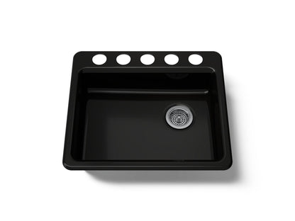 KOHLER K-5479-5U-7 Riverby 25" undermount single-bowl kitchen sink - Black Black