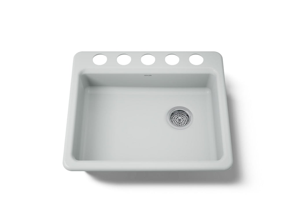 KOHLER K-5479-5U-95 Riverby 25" Undermount Single-Bowl Kitchen Sink - Ice Grey