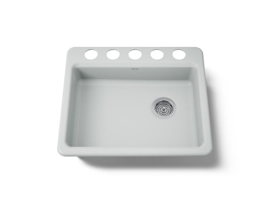 KOHLER K-5479-5U-95 Riverby 25" undermount single-bowl kitchen sink - Ice Grey
