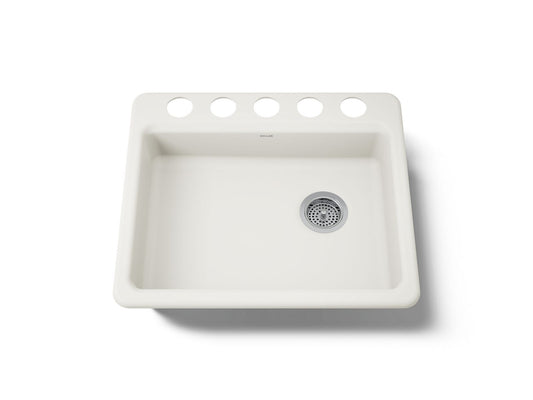 KOHLER K-5479-5U-96 Riverby 25" undermount single-bowl kitchen sink - Biscuit