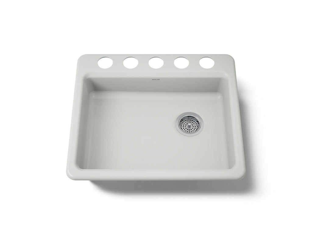 KOHLER K-5479-5U-FF Riverby 25" Undermount Single-Bowl Kitchen Sink - Sea Salt