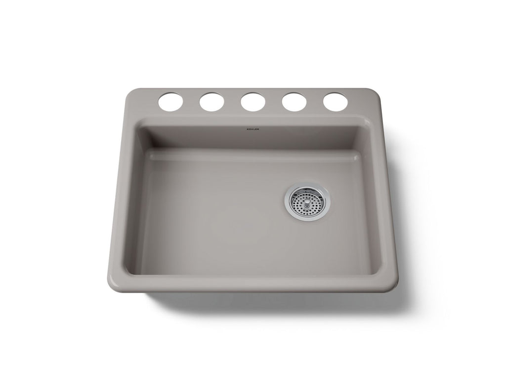 KOHLER K-5479-5U-TRF Riverby 25" Undermount Single-Bowl Kitchen Sink - Truffle