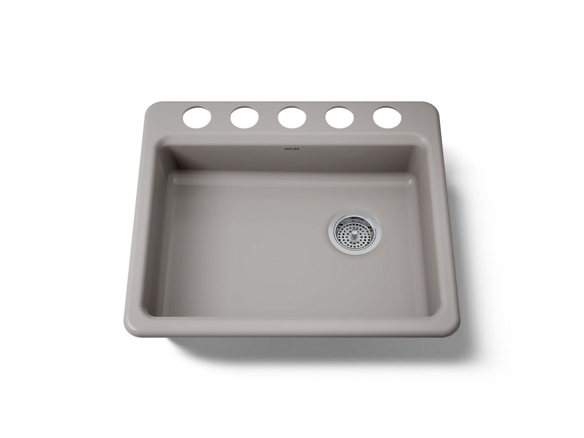KOHLER K-5479-5U-TRF Riverby 25" Undermount Single-Bowl Kitchen Sink - Truffle