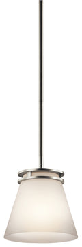 KICHLER 1687NI Hendrik 8.75" 1 Light Mini Pendant With Satin Etched Cased Opal Glass Brushed Nickel