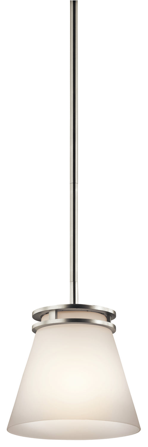 KICHLER 1687NI Hendrik 8.75" 1 Light Mini Pendant With Satin Etched Cased Opal Glass Brushed Nickel