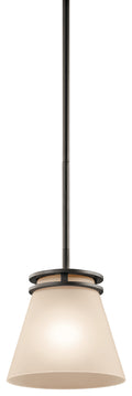 KICHLER 1687OZ Hendrik 8.75" 1 Light Mini Pendant With Light Umber Etched Glass Olde Bronze