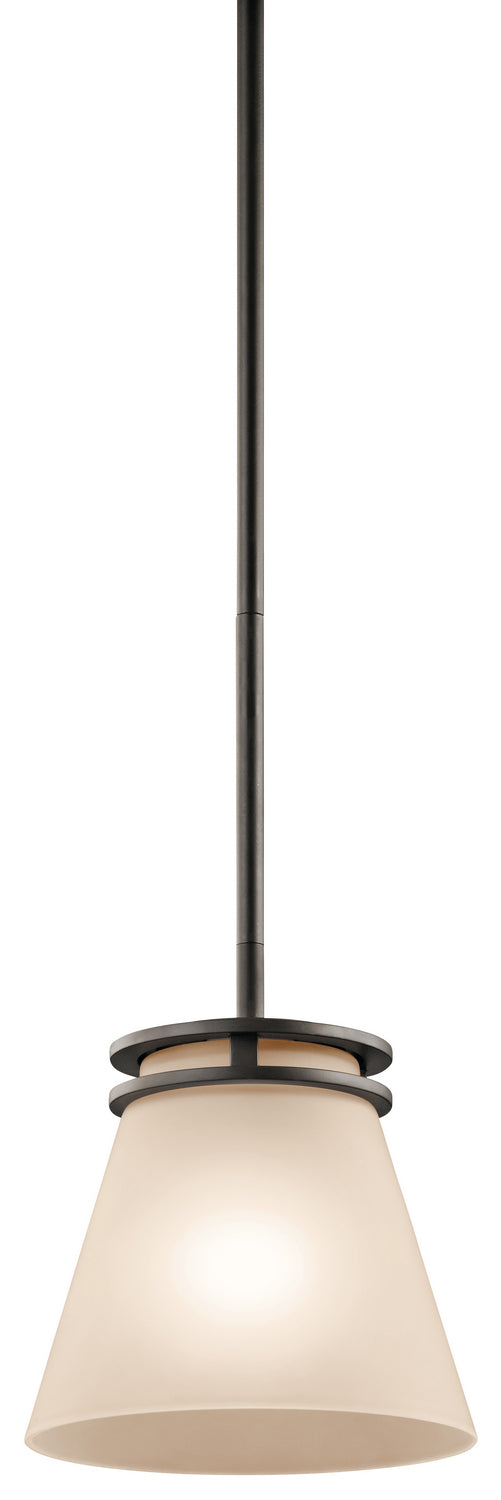 KICHLER 1687OZ Hendrik 8.75" 1 Light Mini Pendant With Light Umber Etched Glass Olde Bronze