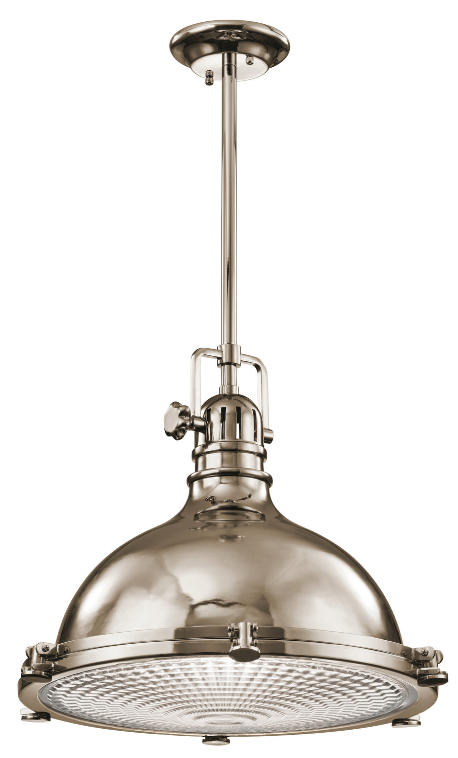 KICHLER 2682PN Hatteras Bay 16" 1 Light Pendant With Clear Fresnel Lens Polished Nickel