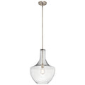 KICHLER 42046NICS Everly 19.75" 1 Light Bell Pendant Clear Seeded Glass Brushed Nickel