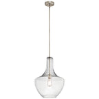 KICHLER 42046NICS Everly 19.75" 1 Light Bell Pendant Clear Seeded Glass Brushed Nickel
